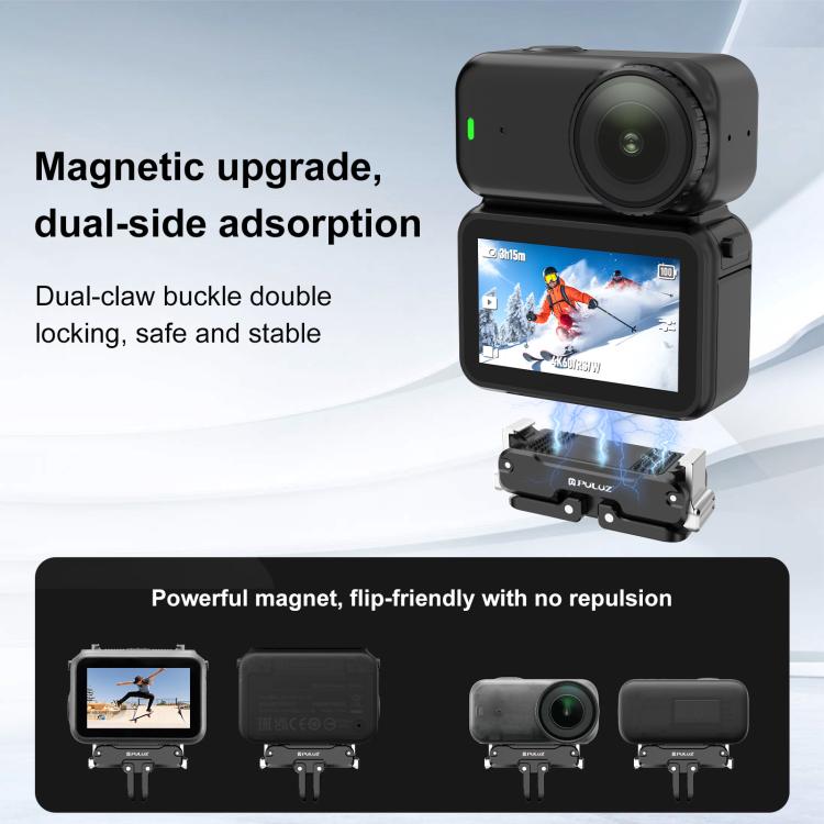 For DJI Osmo Nano / Action 6 PULUZ Magnetic Metal Quick Release Base Mount  - Black