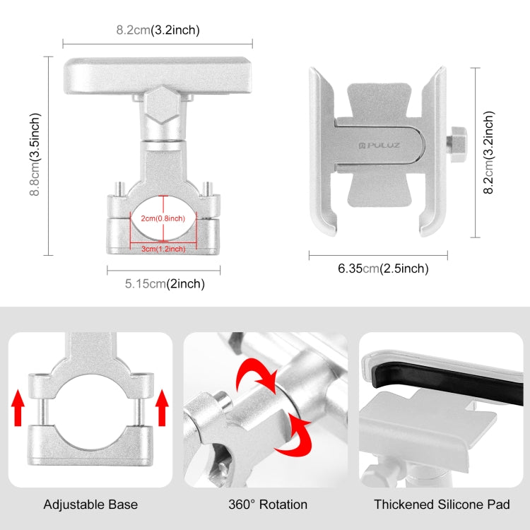 PULUZ Motorcycle Bicycle Handlebar Aluminum Alloy Phone Holder