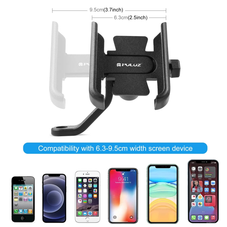PULUZ Motorcycle Bicycle Rearview Mirror Aluminum Alloy Phone Holder