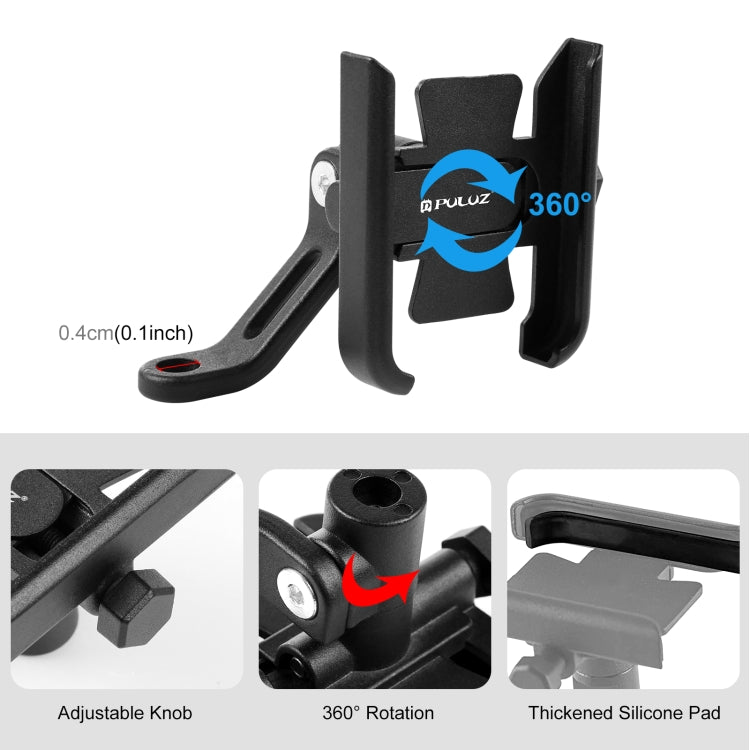 PULUZ Motorcycle Bicycle Rearview Mirror Aluminum Alloy Phone Holder