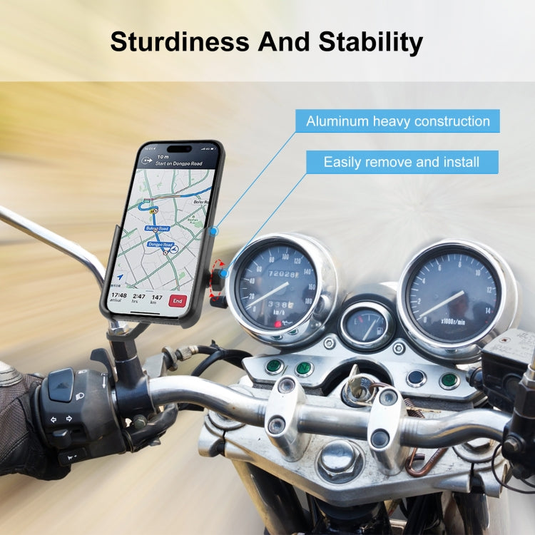 PULUZ Motorcycle Bicycle Rearview Mirror Aluminum Alloy Phone Holder