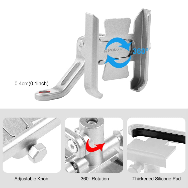 PULUZ Motorcycle Bicycle Rearview Mirror Aluminum Alloy Phone Holder