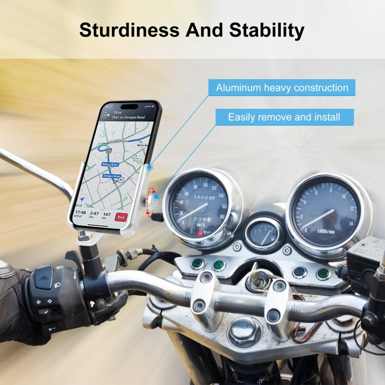 PULUZ Motorcycle Bicycle Rearview Mirror Aluminum Alloy Phone Holder