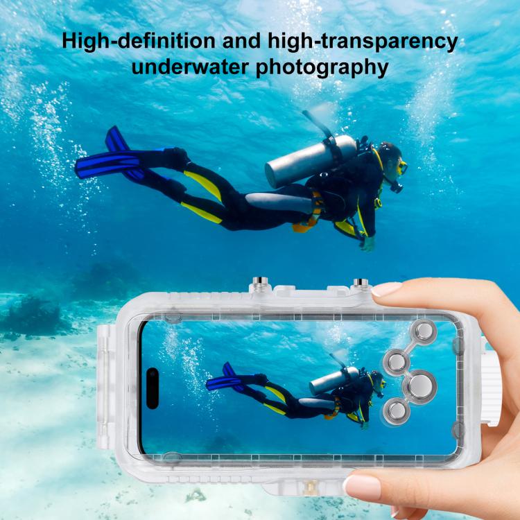 For iPhone 16 Pro PULUZ 40m/130ft Waterproof Diving Case Photo Video Taking Underwater Housing Cover  - Transparent