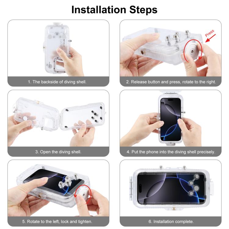 For iPhone 16 Pro PULUZ 40m/130ft Waterproof Diving Case Photo Video Taking Underwater Housing Cover  - Transparent