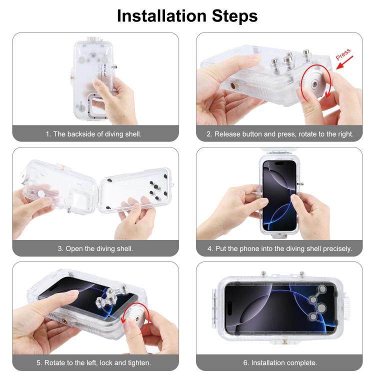 [US Warehouse] For iPhone 16 Pro Max PULUZ 40m/130ft Waterproof Diving Case Photo Video Taking Underwater Housing Cover