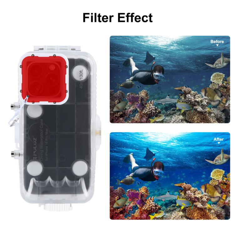 For iPhone 16 Pro Max PULUZ 40m/130ft Waterproof Diving Case Photo Video Taking Underwater Housing Cover