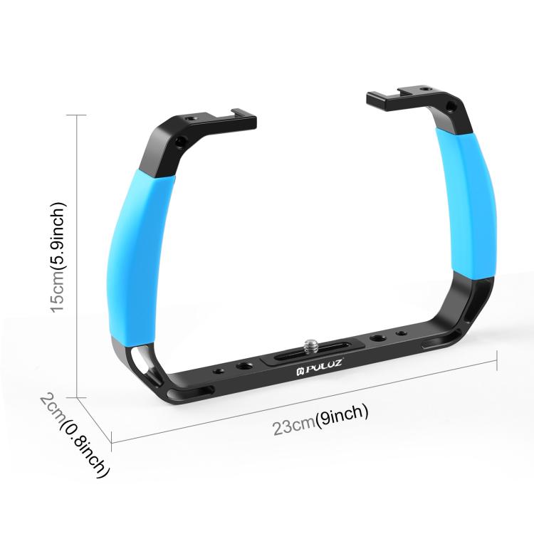[US Warehouse] PULUZ Dual Silicone Handles Aluminium Alloy Underwater Diving Rig for GoPro, DJI OSMO Action, Insta360 and Other Action Cameras