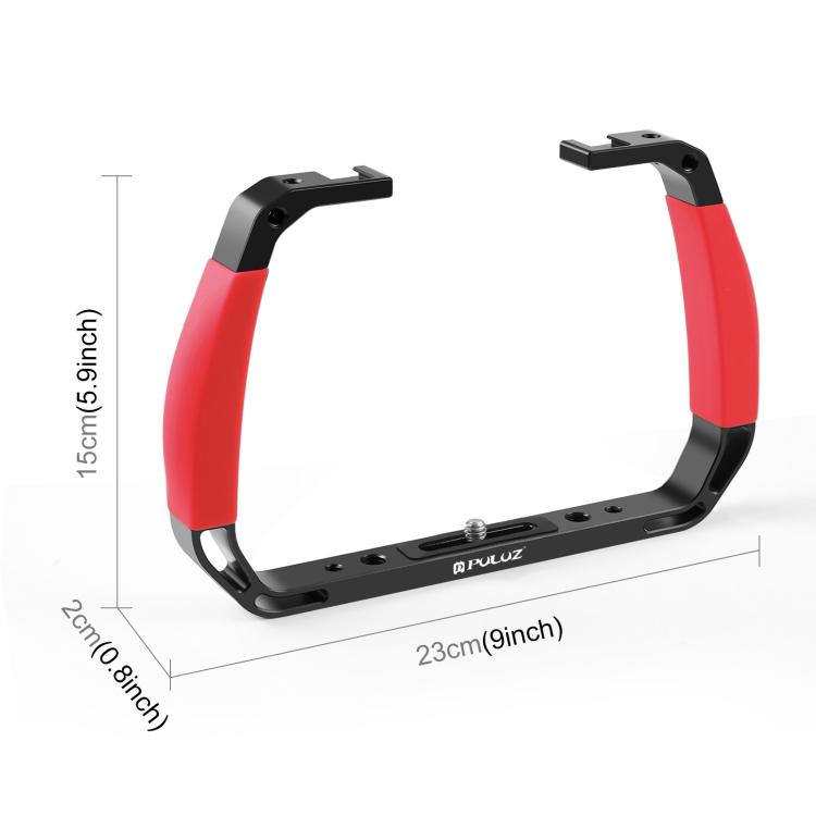 [US Warehouse] PULUZ Dual Silicone Handles Aluminium Alloy Underwater Diving Rig for GoPro, DJI OSMO Action, Insta360 and Other Action Cameras