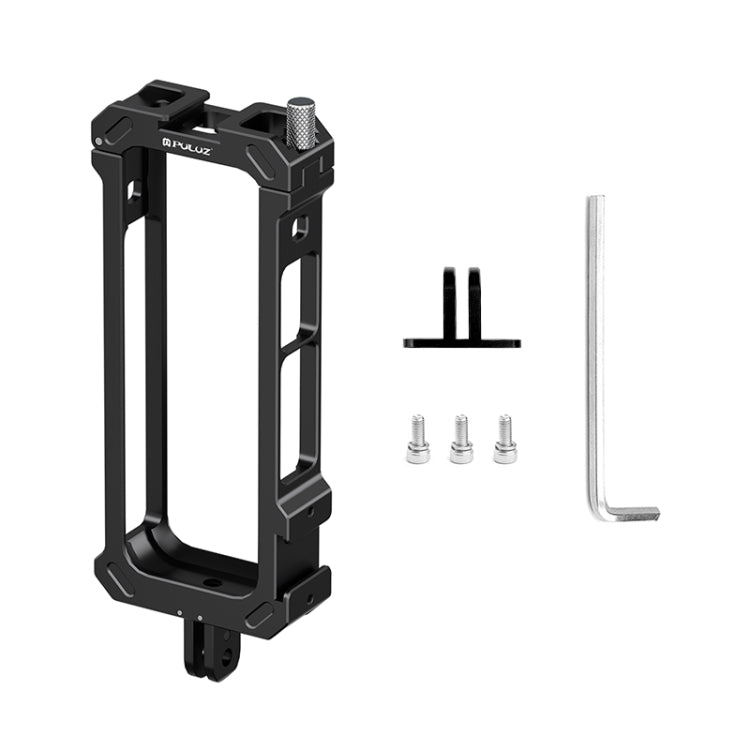 For Insta360 X4 PULUZ Metal Protective Cage Rig Housing Frame with Expand Cold Shoe Base & Tripod Adapter  - Black