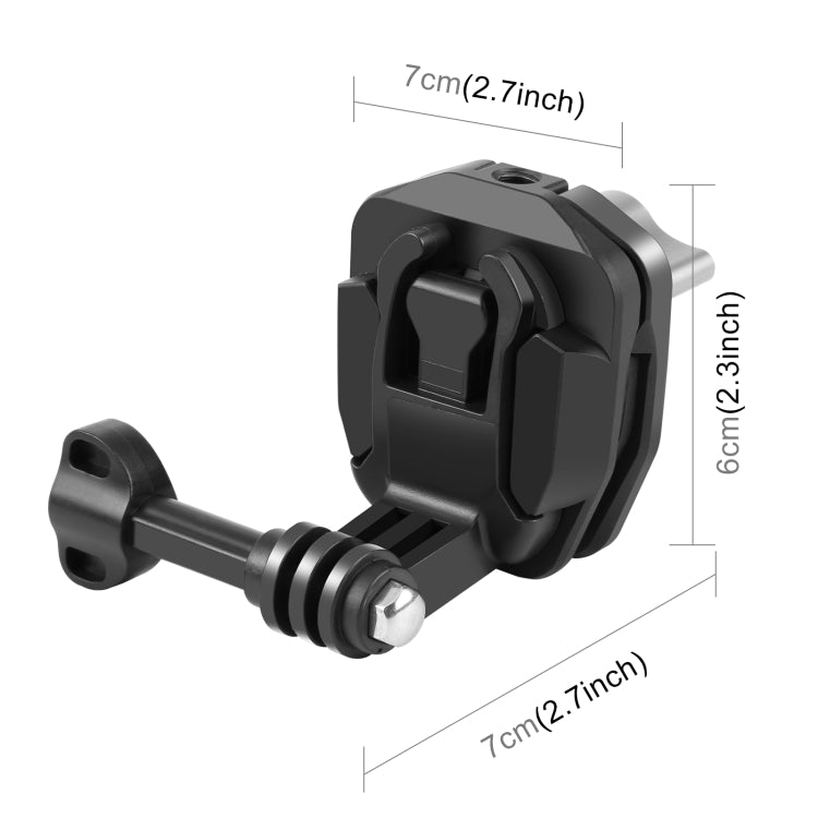 PULUZ Motorcycle Windshield Action Camera Mount Clip for GoPro Hero12 Black / DJI Osmo Action 4 / Insta360 X4 / Ace Pro and Other Action Cameras  - Black