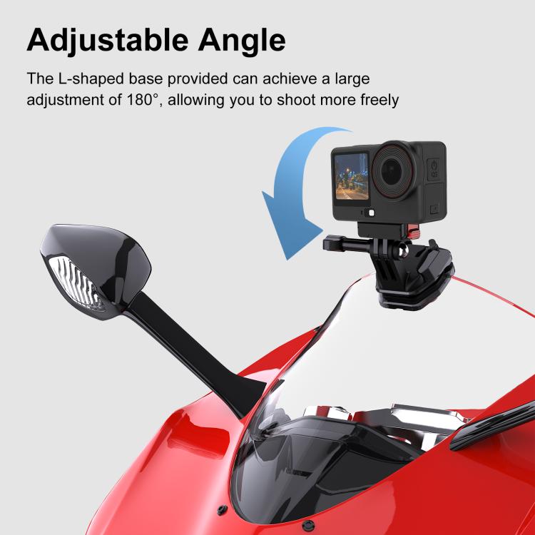 PULUZ Motorcycle Windshield Action Camera Mount Clip for GoPro Hero12 Black / DJI Osmo Action 4 / Insta360 X4 / Ace Pro and Other Action Cameras  - Black