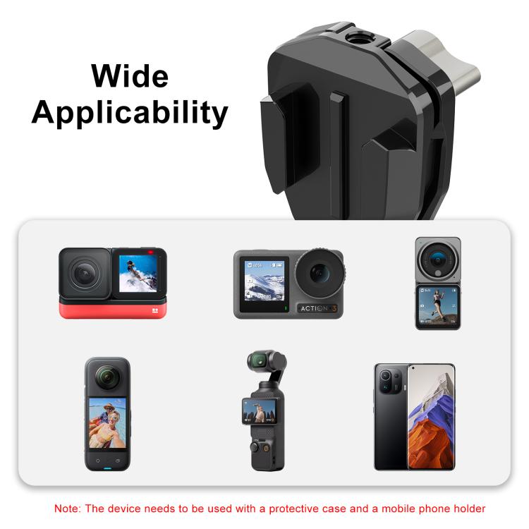 PULUZ Motorcycle Windshield Action Camera Mount Clip for GoPro Hero12 Black / DJI Osmo Action 4 / Insta360 X4 / Ace Pro and Other Action Cameras  - Black