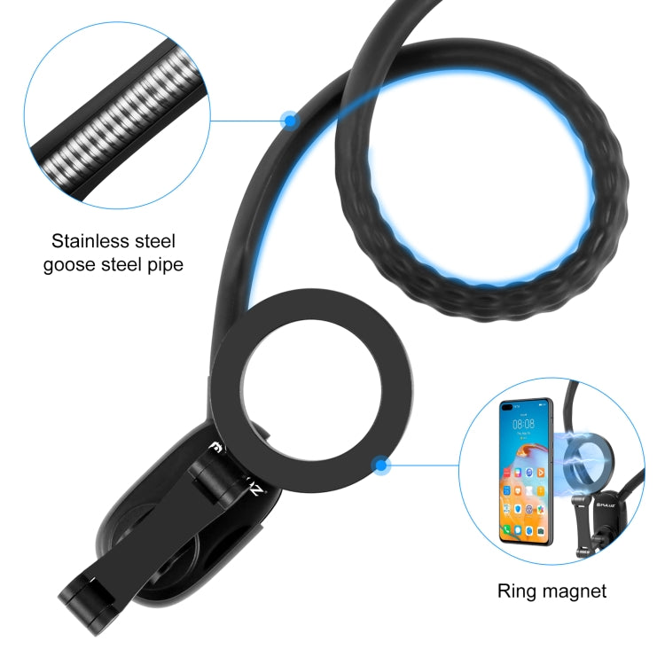 PULUZ Magnetic Collar Bracket POV View Mount with Phone Clamp for GoPro Action Cameras / Phones  - Black
