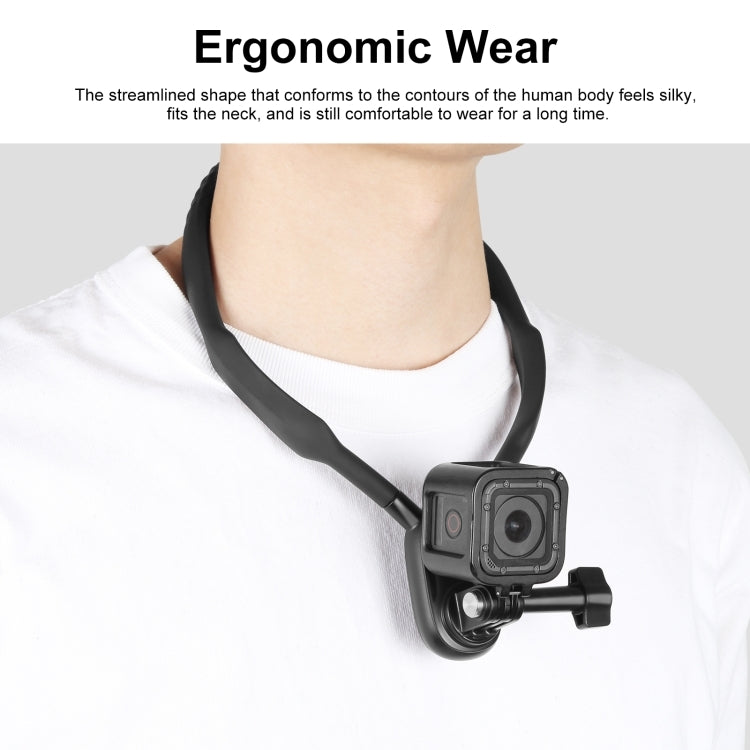 PULUZ Magnetic Collar Bracket POV View Mount with Phone Clamp for GoPro Action Cameras / Phones  - Black
