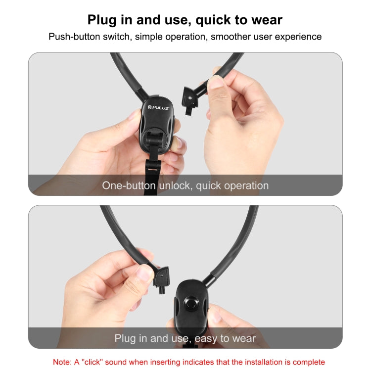 PULUZ Magnetic Collar Bracket POV View Mount with Phone Clamp for GoPro Action Cameras / Phones  - Black