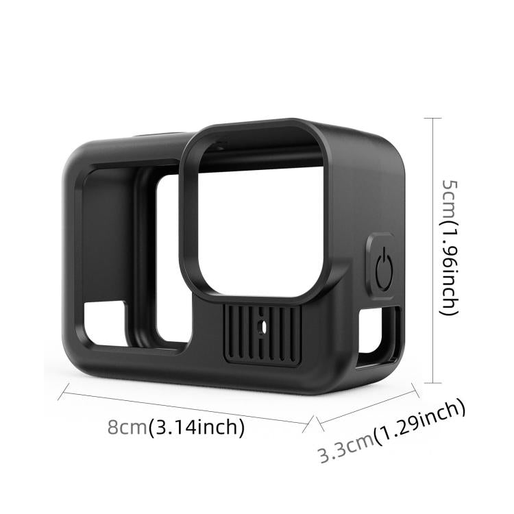For GoPro HERO13 Black PULUZ Silicone Protective Case Side Interface Cover with Wrist Strap & Lens Cover  - Black