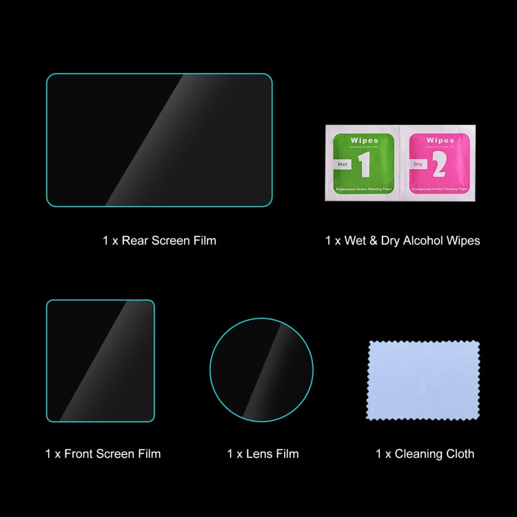 For DJI Osmo Action 4 PULUZ 3-in-1 Lens Front and Back Screen Tempered Glass Explosion-proof Film  - Transparent