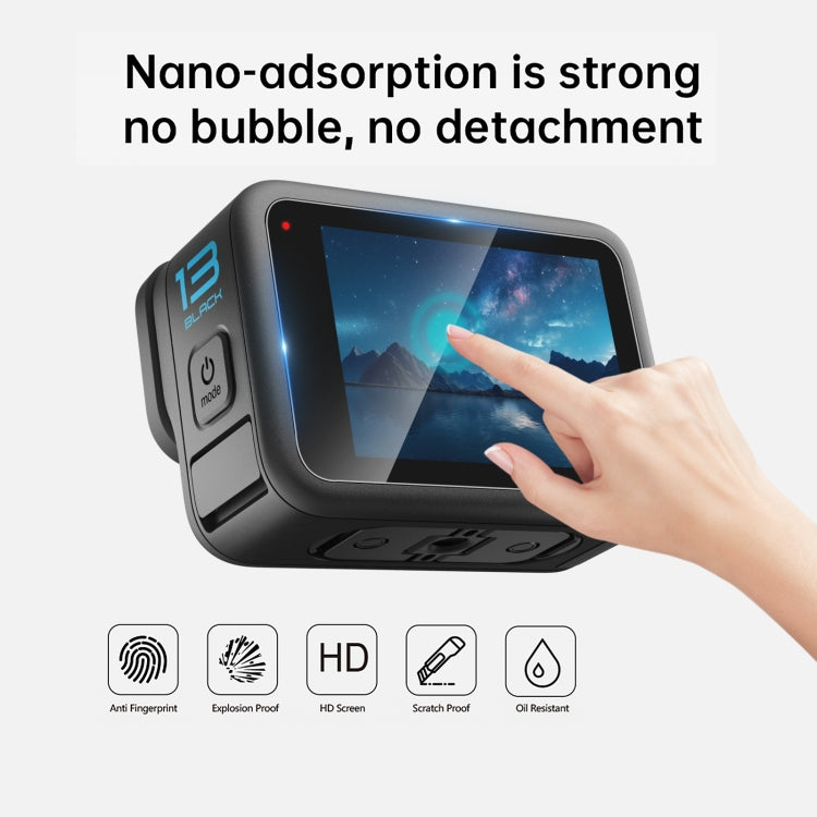 For GoPro HERO13 Black PULUZ 3 in 1 Lens and Front  Back Screen 9H 2.5D Tempered Glass Film  - Transparent
