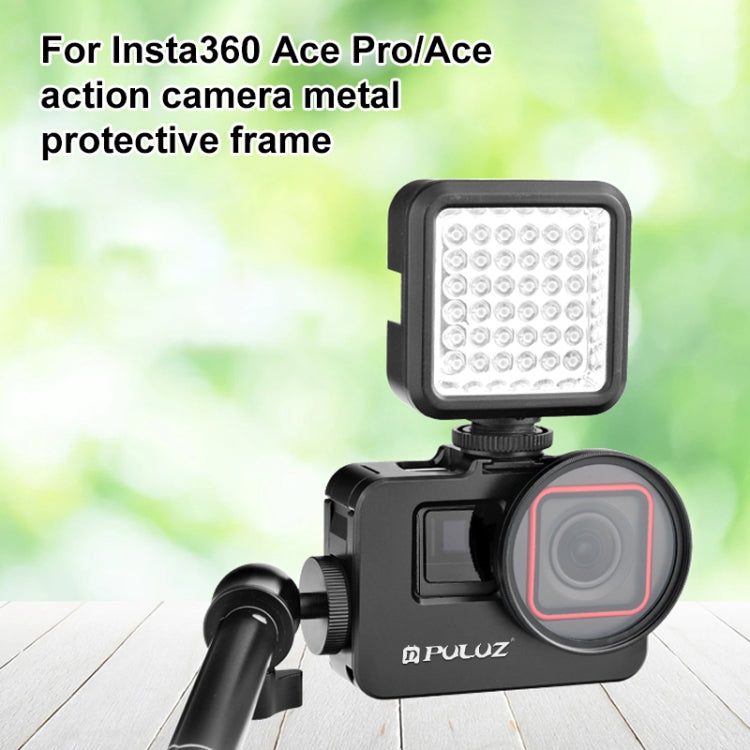 For Insta360 Ace Pro / Ace PULUZ Metal Cage Adapter Frame with 52mm UV Filter & Adapter Ring  - Black