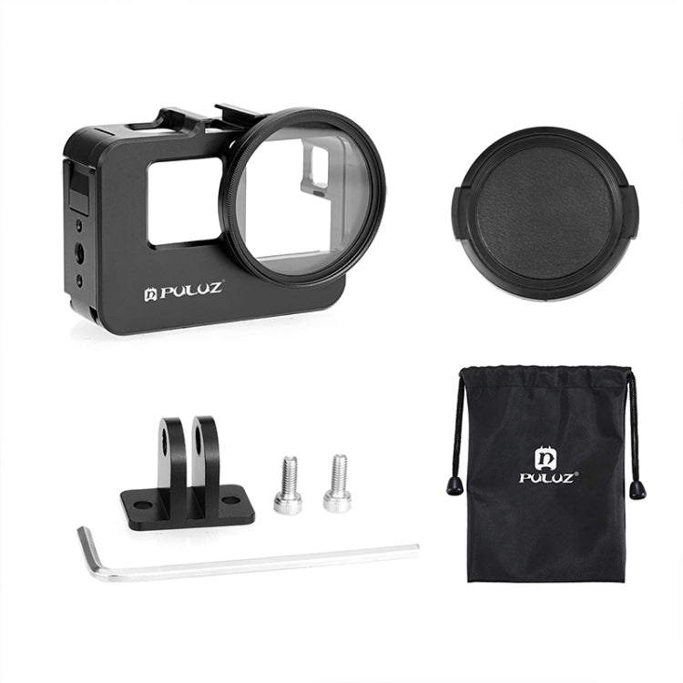 For Insta360 Ace Pro / Ace PULUZ Metal Cage Adapter Frame with 52mm UV Filter & Adapter Ring  - Black