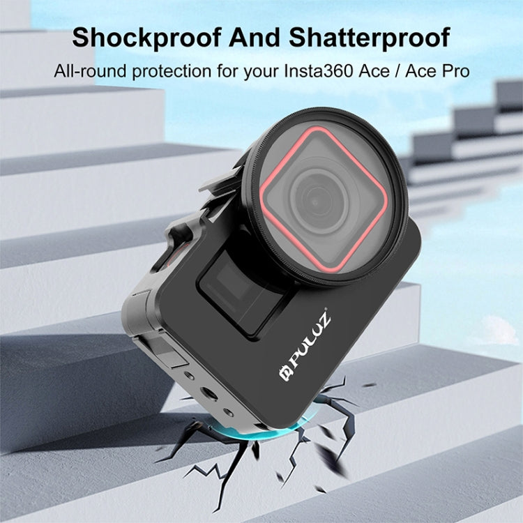 For Insta360 Ace Pro / Ace PULUZ Metal Cage Adapter Frame with 52mm UV Filter & Adapter Ring  - Black