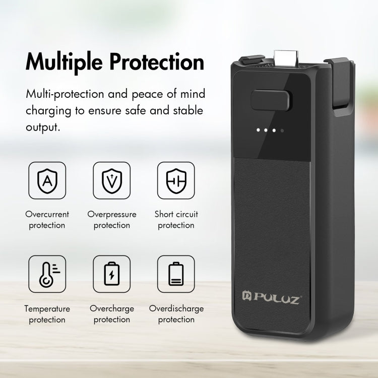 For DJI Osmo Pocket 4 / 3 PULUZ High-Capacity 2800mAh Battery Grip  - Black
