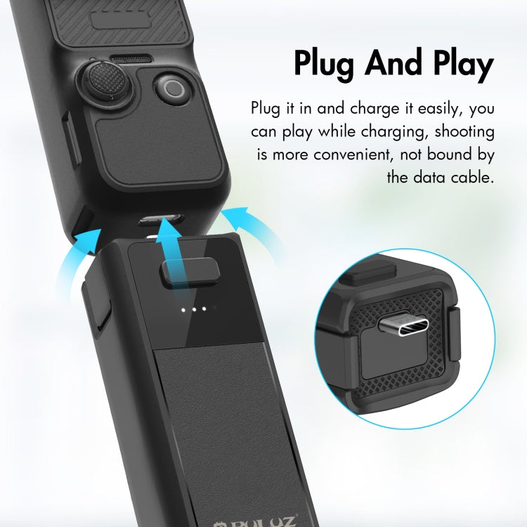 For DJI Osmo Pocket 4 / 3 PULUZ High-Capacity 2800mAh Battery Grip  - Black