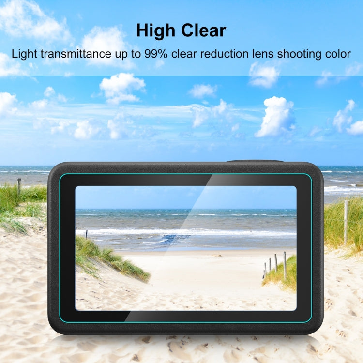 For DJI Osmo Action 5 Pro PULUZ 3-in-1 Lens Front and Back Screen Tempered Glass Explosion-proof Film  - Transparent