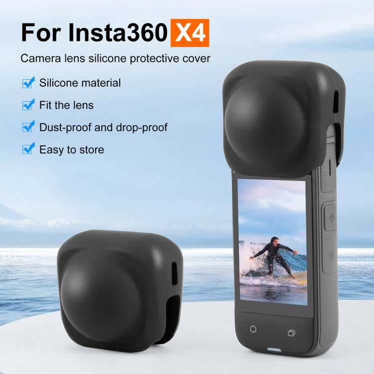 For Insta360 X4 / X4 Air / X5 PULUZ Silicone Protective Lens Cover  - Black