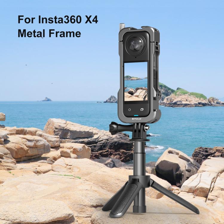 For Insta360 X4 PULUZ Metal Protective Cage Rig Housing Frame with Lens Cover  - Black