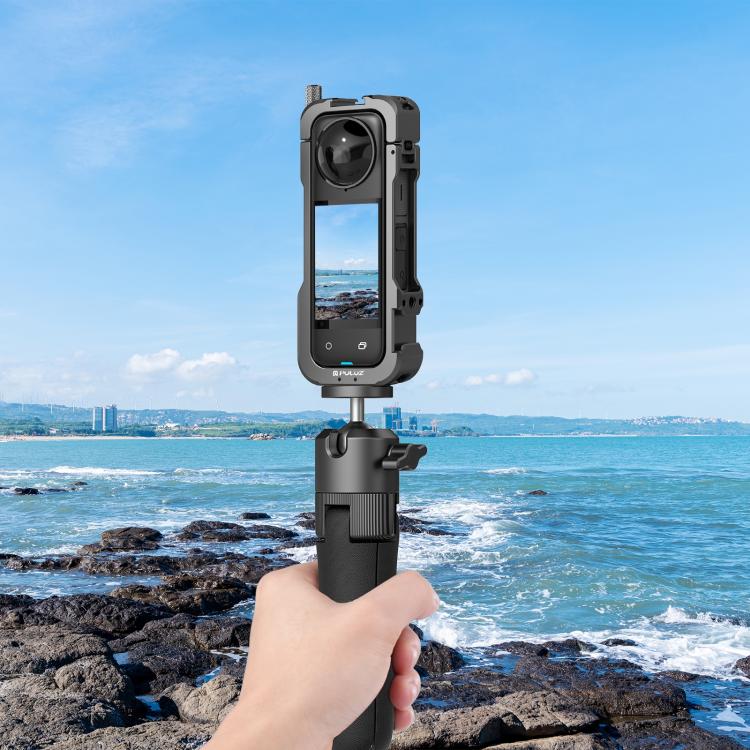 For Insta360 X4 PULUZ Metal Protective Cage Rig Housing Frame with Lens Cover  - Black
