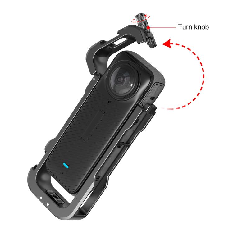 For Insta360 X4 PULUZ Metal Protective Cage Rig Housing Frame with Lens Cover  - Black