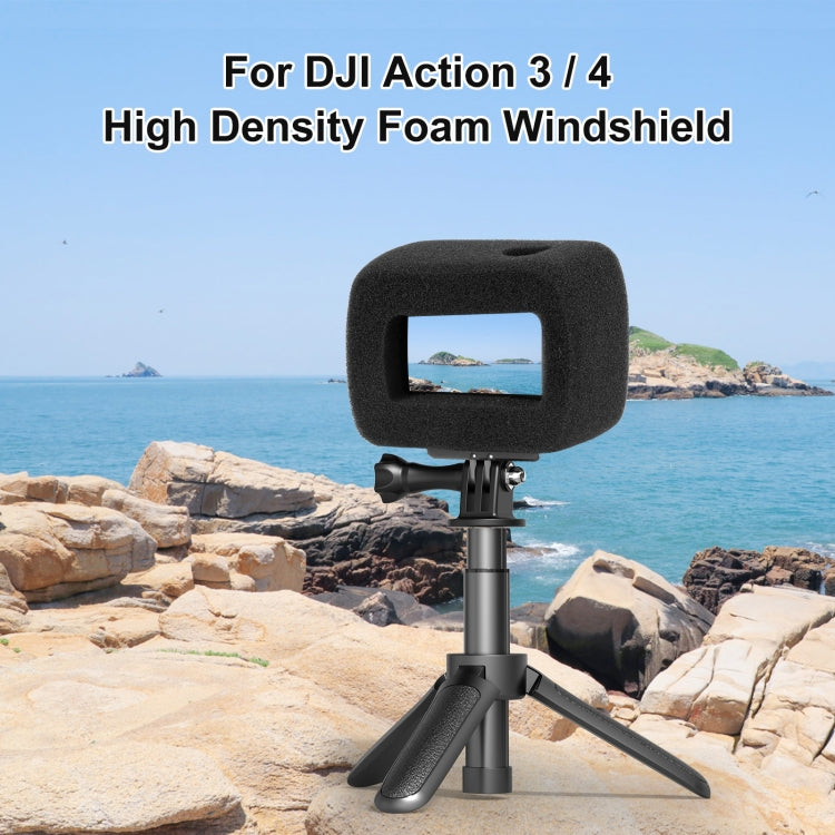 For DJI Osmo Action 5 Pro / 4 / 3 PULUZ High Density Foam Windshield  - Black