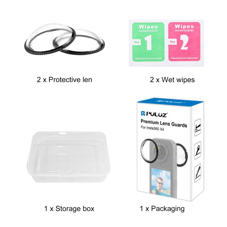 For Insta360 X4 PULUZ Rotation Optical Glass Lens Guard  Protective Cover  - Transparent