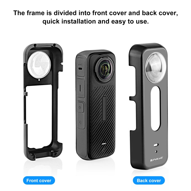 For Insta360 X4 PULUZ Metal Protective Cage Rig Housing Frame with Lens Protector  - Black