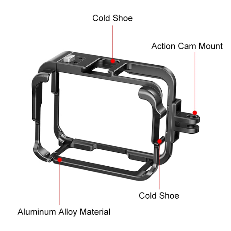 For Insta360 Ace Pro PULUZ Metal Protective Cage Adapter Frame  - Black