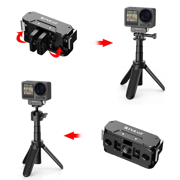 For DJI Osmo Action 5 Pro / 4 / 3 / Osmo 360 PULUZ Magnetic Quick Release Metal Base  - Black