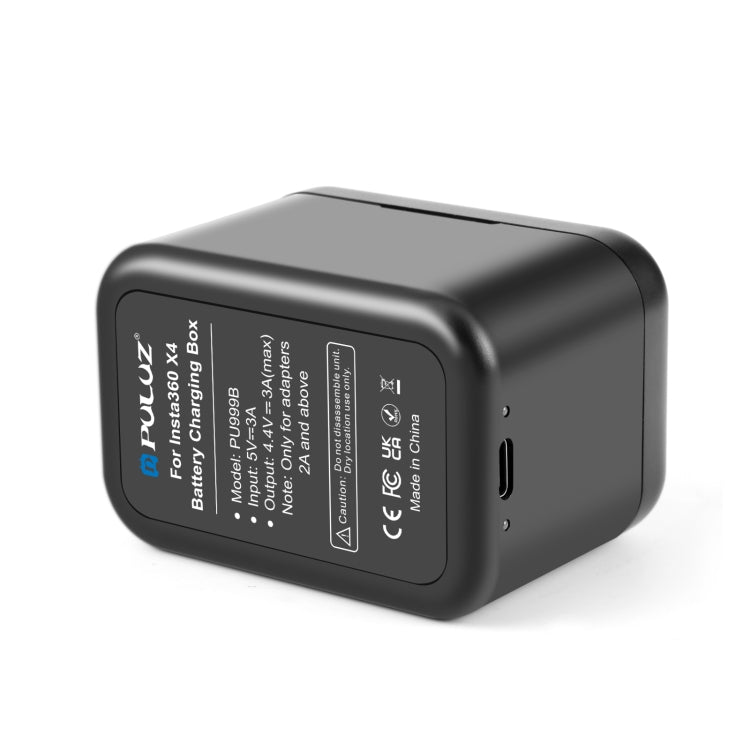 For Insta360 X4 PULUZ Battery Charging Box Battery & Memory Card Storage Case  - Black