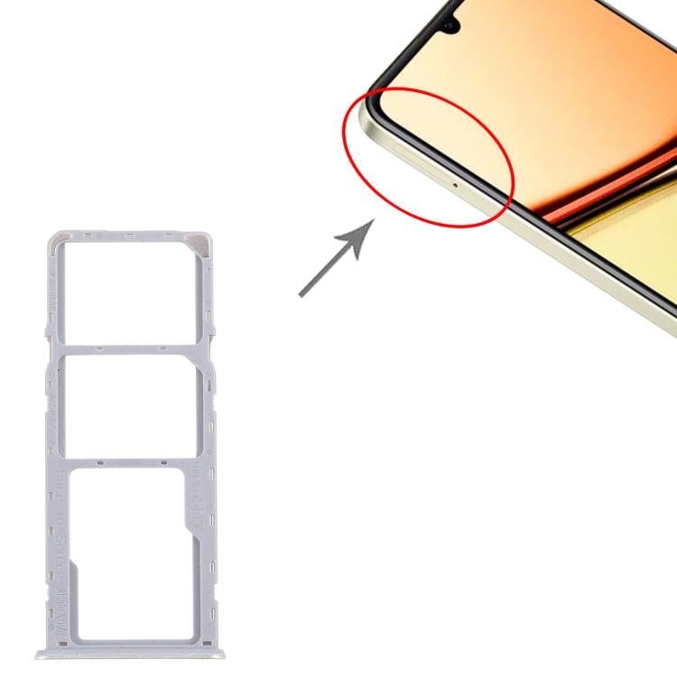 For Realme C61 4G RMX3939 RMX3930 10pcs Original SIM Card Tray + SIM Card Tray + Micro SD Card Tray