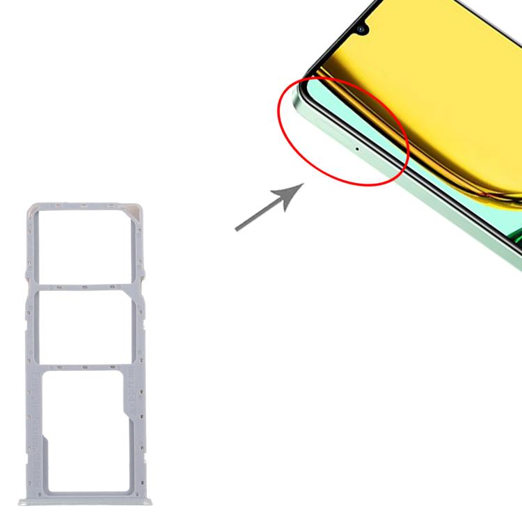 For Realme C61 India 4G RMX3933 10pcs Original SIM Card Tray + SIM Card Tray + Micro SD Card Tray  - Green