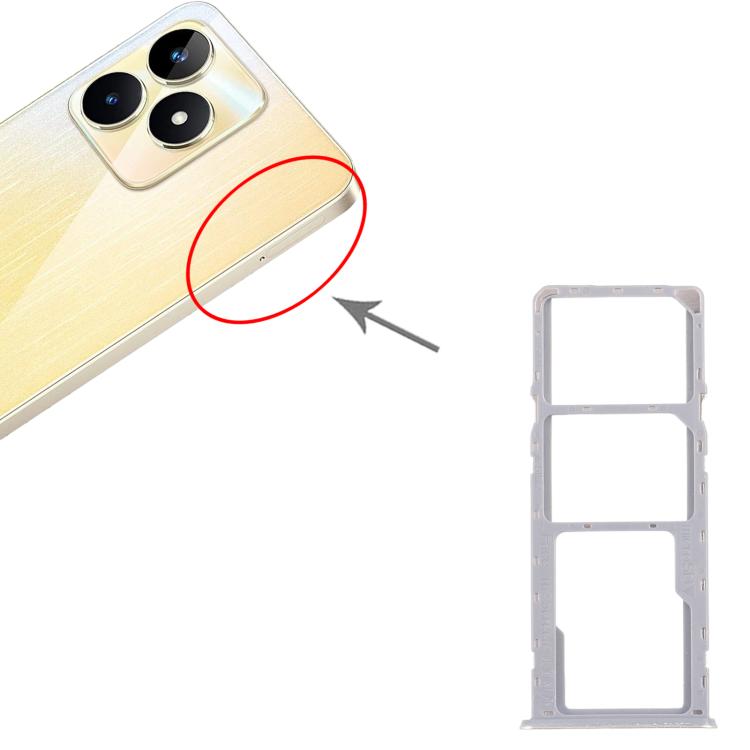 For Realme Narzo N53 4G 10pcs Original SIM Card Tray + SIM Card Tray + Micro SD Card Tray  - Gold
