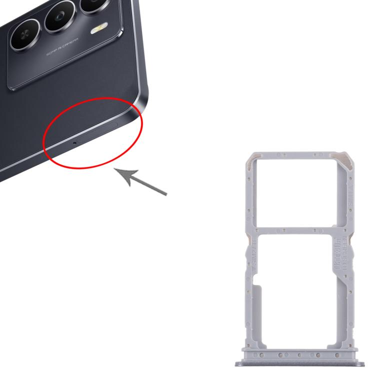 For Realme 14x 5G RMX5020 10pcs Original SIM Card Tray + SIM Card Tray / Micro SD Card Tray  - Black
