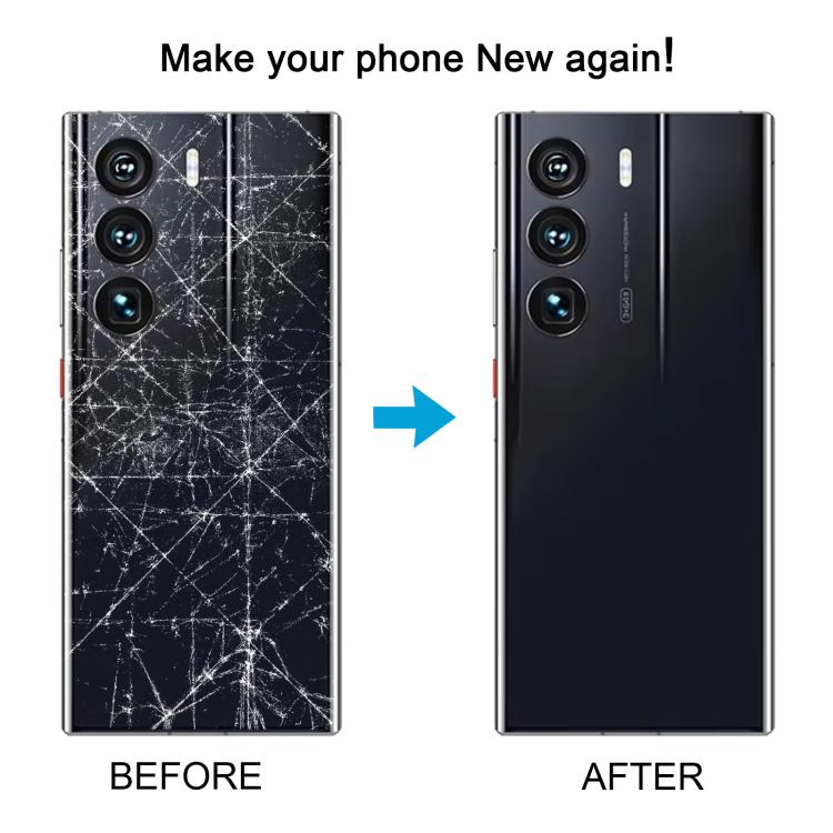 For ZTE Axon 40 Ultra Space Edition A2023P Original Ceramics Battery Back Cover with Camera Lens Frame - Glossy Black