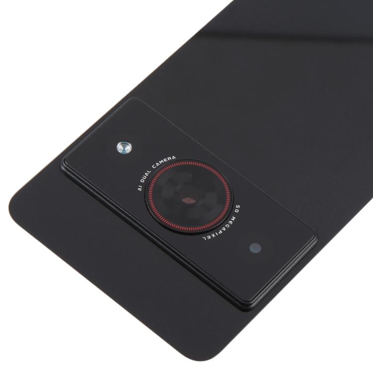 For ZTE A75 Pro / Telstra T-Elite 5G Glass Battery Back Cover with Camera Lens Frame - Black