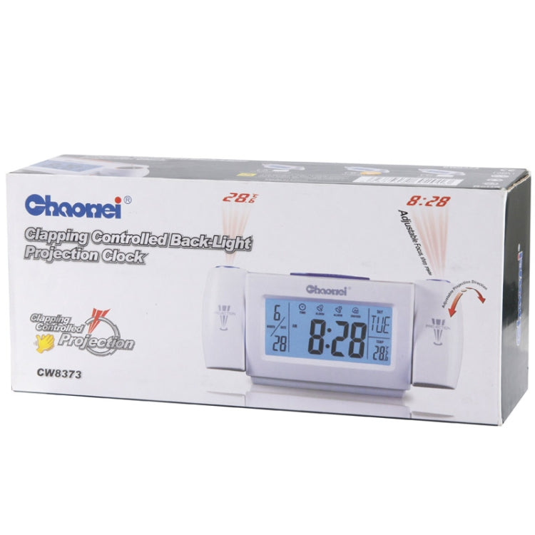 Sound Controlled Backlight LCD Display Projection Clock with Digital Calendar & Temperature, CW8373(Grey)