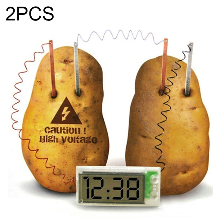DIY Novel Green Science Potato Digital Clock Educational Kit with 2 inch LCD Screen (Potato NOT Included)(White)
