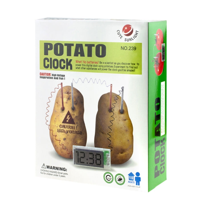 DIY Novel Green Science Potato Digital Clock Educational Kit with 2 inch LCD Screen (Potato NOT Included)(White)