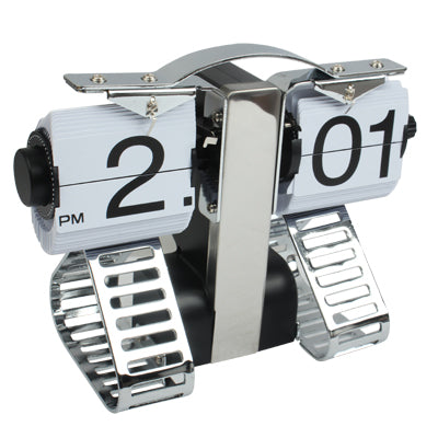Robot Shaped Metal Digital Auto Flip Page Clock Desktop Decorative Clock - Internal Gear Operated (Size: 200x155x92mm)(Black)