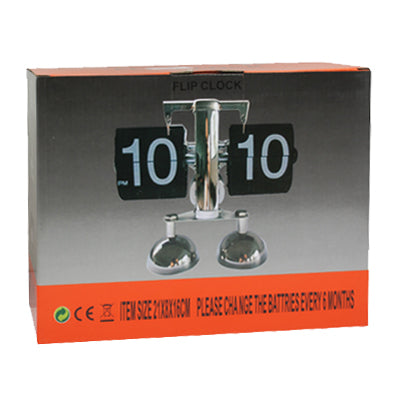 Balance Shaped Metal Auto Flip Down Clock Desktop Decorative Clock with Double Stand - Internal Gear Operated (Size: 198x170x70mm)(Black)